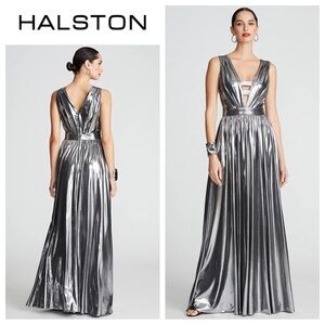 HALSTON Titania Gown In Foil Jersey